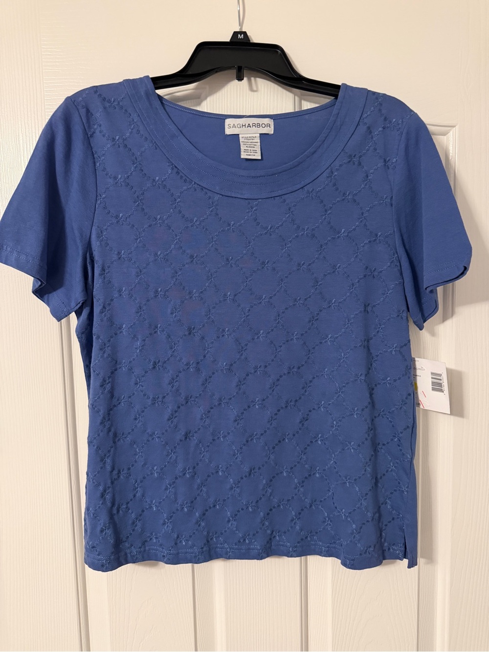 Sag Harbor Periwinkle Eyelet Short Sleeve Tee